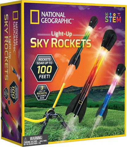 National Geographic LED Roket Oyuncağı Çocuklar için Hava Gücüyle 30 m Uçuş Mesafesi