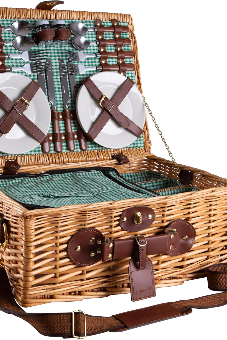 4 Kişilik Piknik Sepeti, El Dokuması Doğal Söğüt, Soğutma Bölmeli, Omuz Askılı
