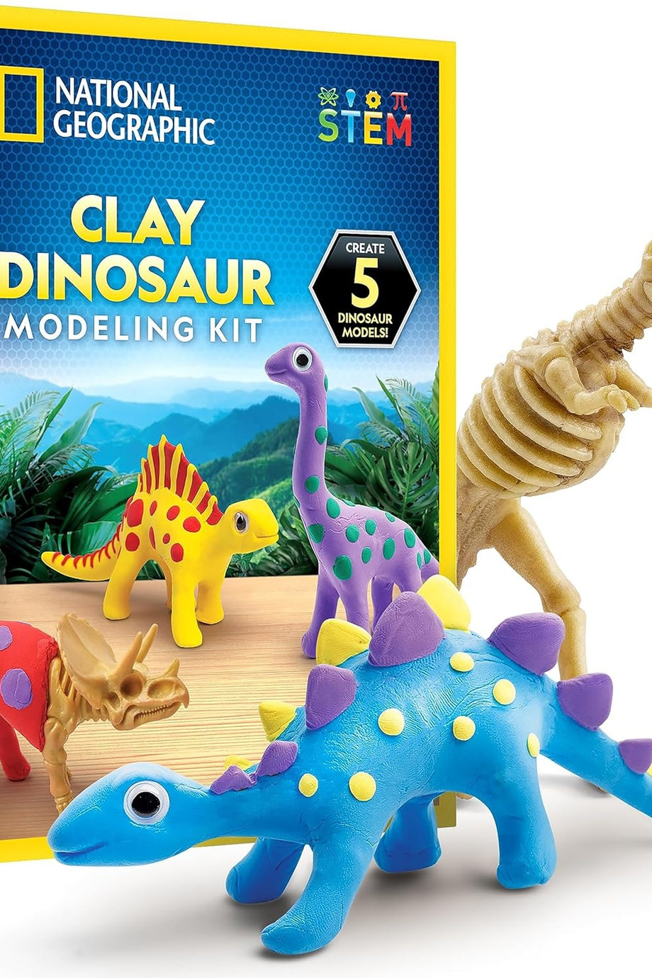 Hava ile Kuruyan Killi Dino Seti 5 Renk 5 Dino İskeleti ve Aksesuar
