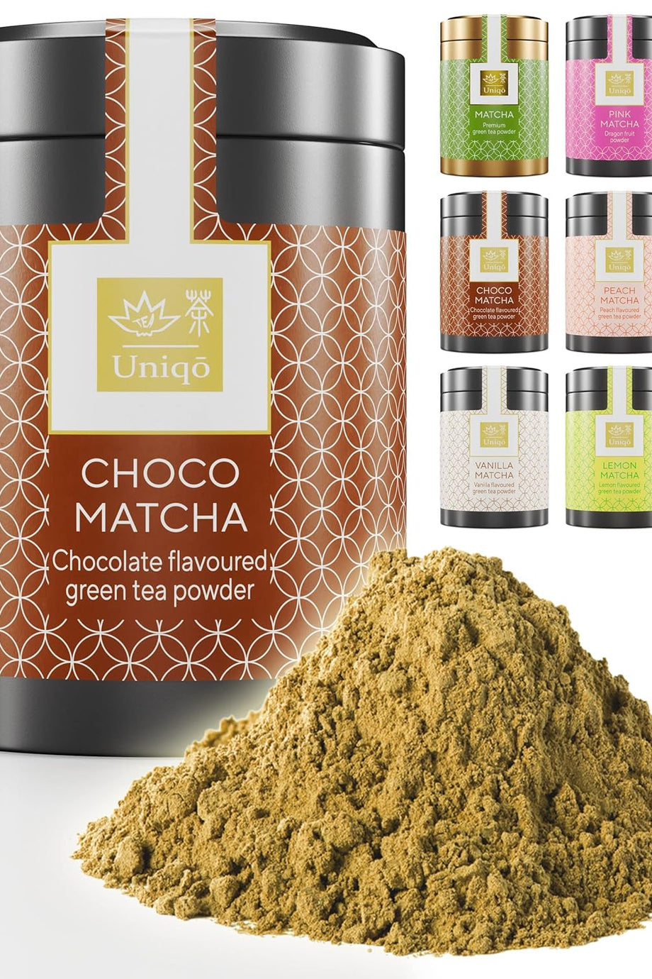 Çikolata Aromalı Premium Japon Matcha Tozu 30g Şeker İlavesiz Vegan, Metal Kutuda