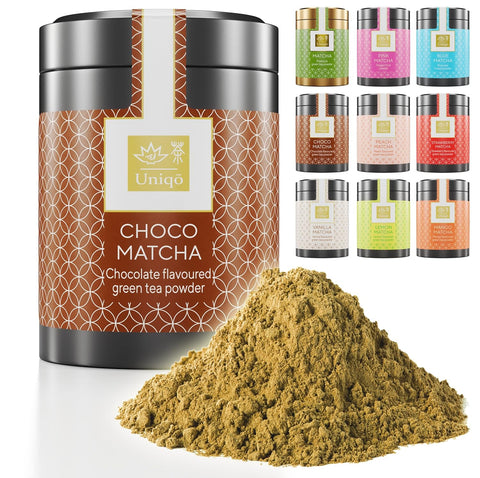 Çikolata Aromalı Premium Japon Matcha Tozu 30g Şeker İlavesiz Vegan, Metal Kutuda