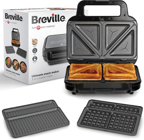 Ultimate 3'ü 1 Arada Sandviç Makinesi, Waffle Makinesi & Panini Press, Çıkarılabilir Yapışmaz Plakalar VST098X