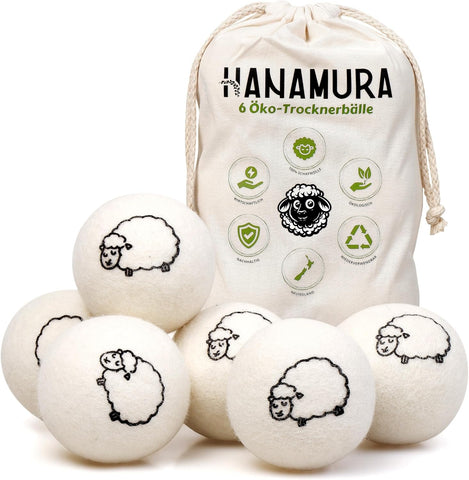 Yün Kurutucu Topları 6lı Set Yeni Zelanda Yünü ile Doğal Yumuşatıcı XXL Boy