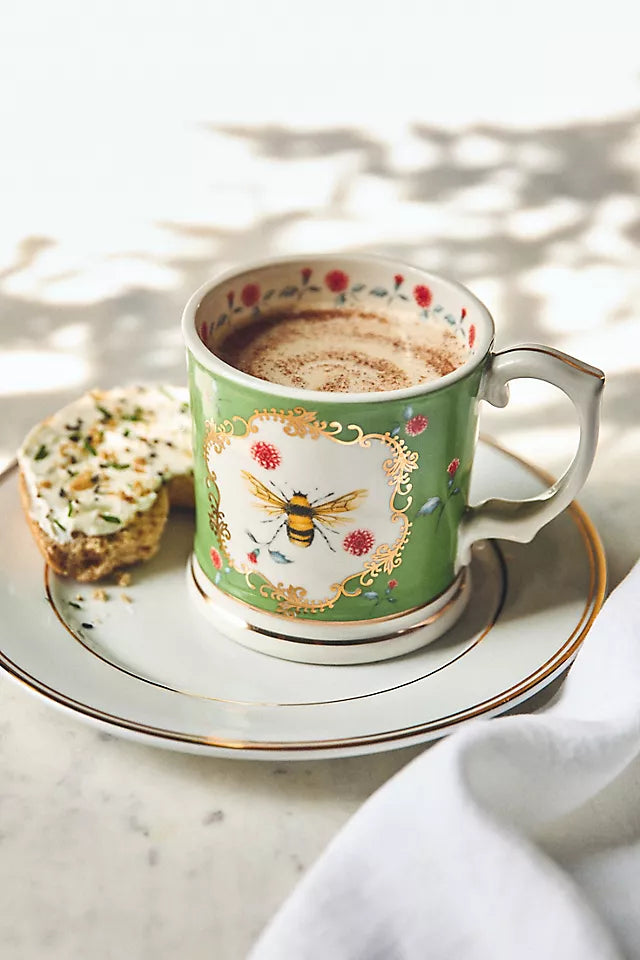 Lou Rota Seramik Kupa, Vintage Tasarım, El Çizimi Motifler