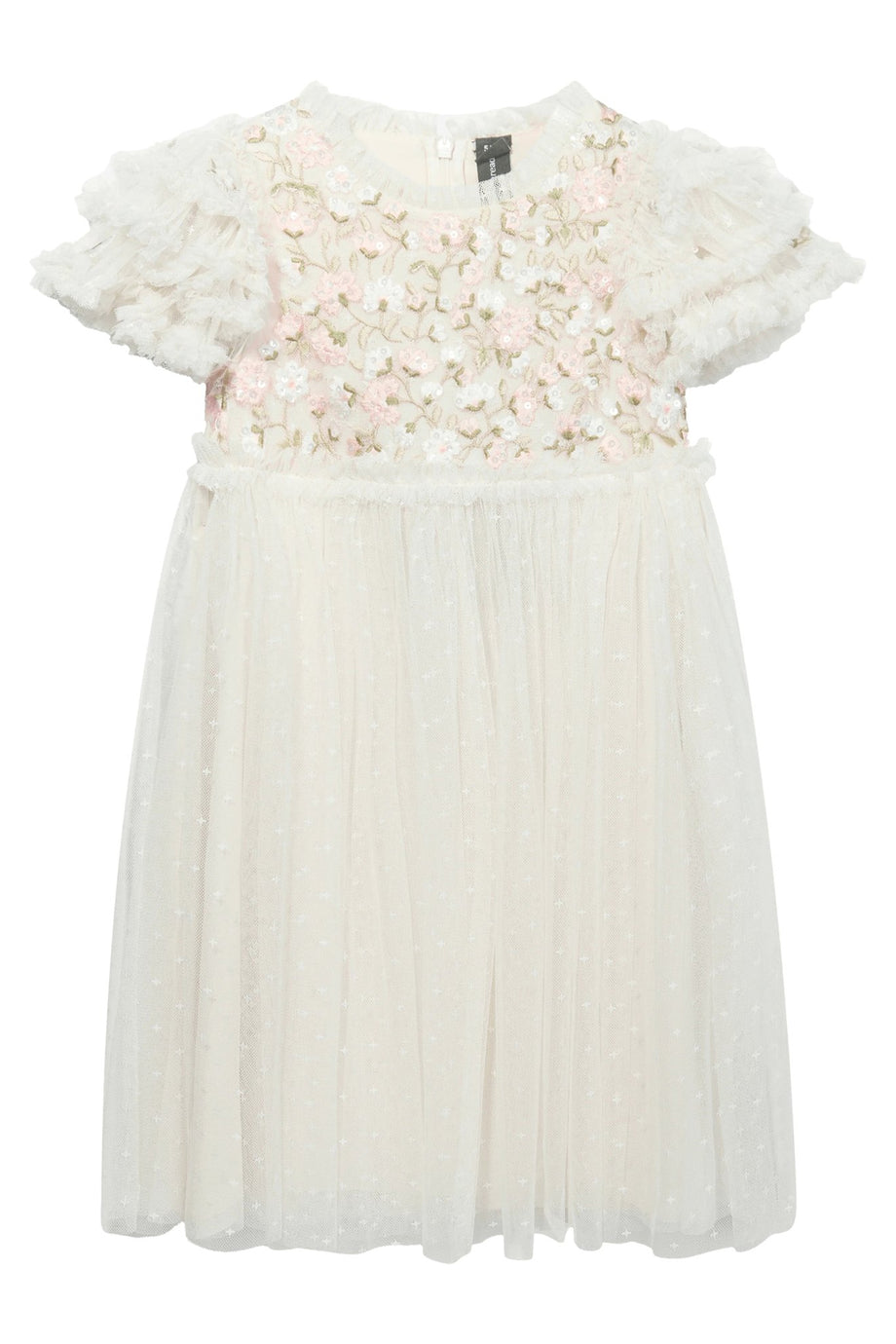 Çocuk Posy Bodice Tüllü Elbise - Krem