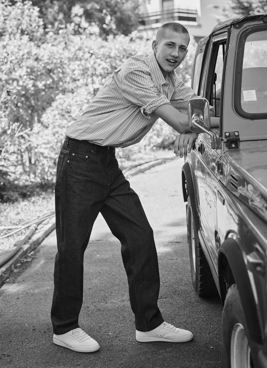 Siyah Taşlanmış Ekstra Geniş Unisex Premium Denim Pantolon