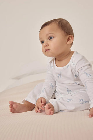 Organik Pamuklu Zürafa Desenli Bebek Tulumu