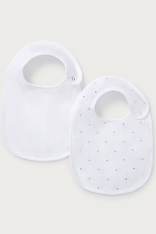Organik Pamuklu Kalp Desenli 2'li Bebek Mama Önlüğü