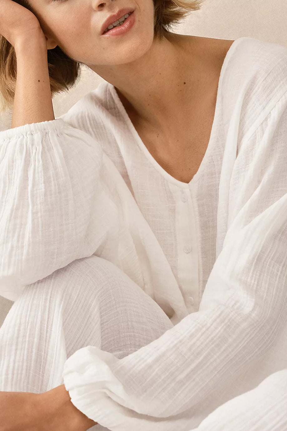 Organik Çift Kat Pamuklu Boho Kadın Pijama Takımı
