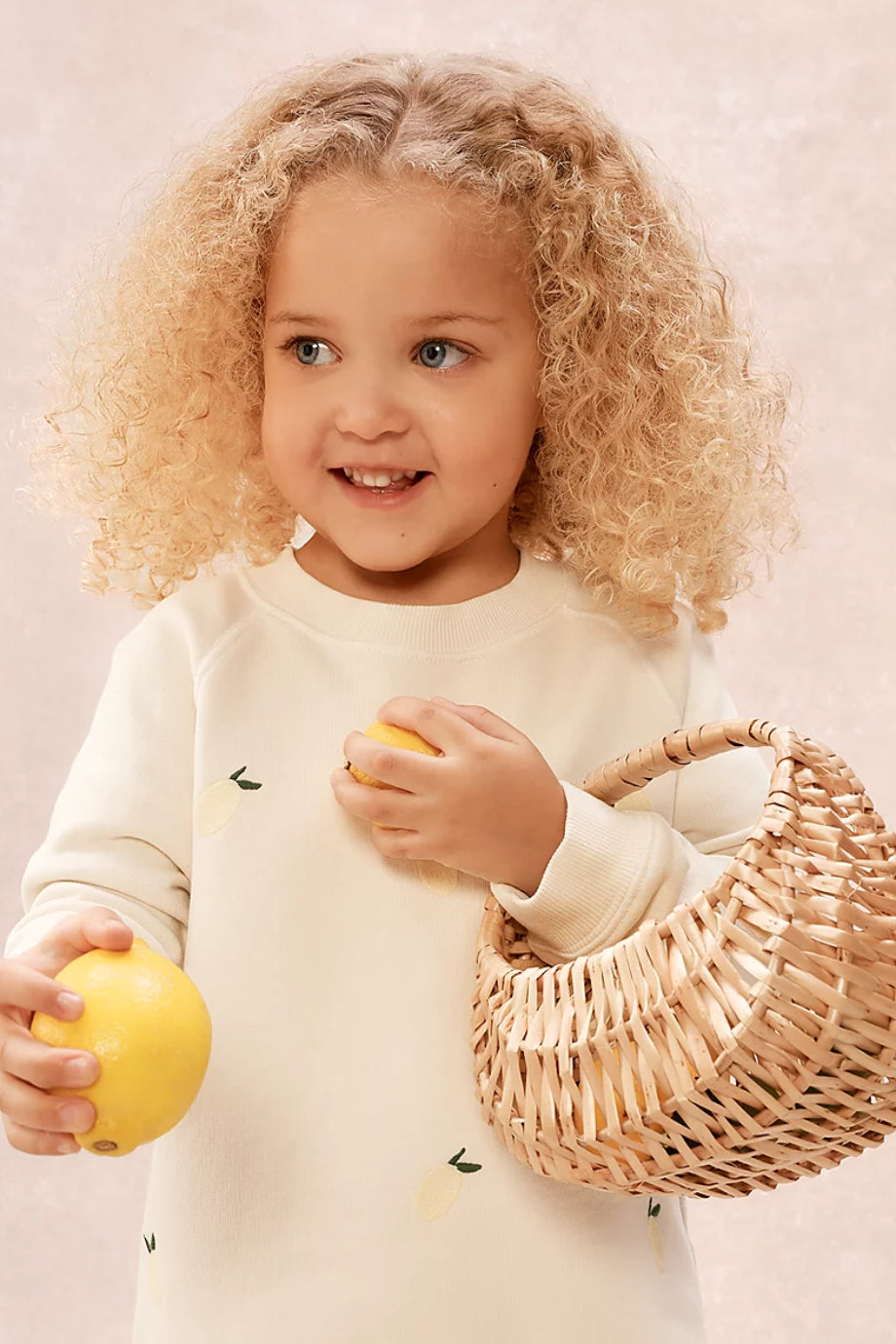 Organik Pamuklu Limon Nakışlı Bebek Sweatshirt
