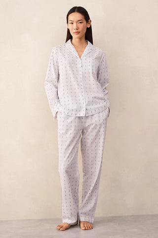 Organik Pamuk Jakarlı Klasik Kadın Pijama Takımı
