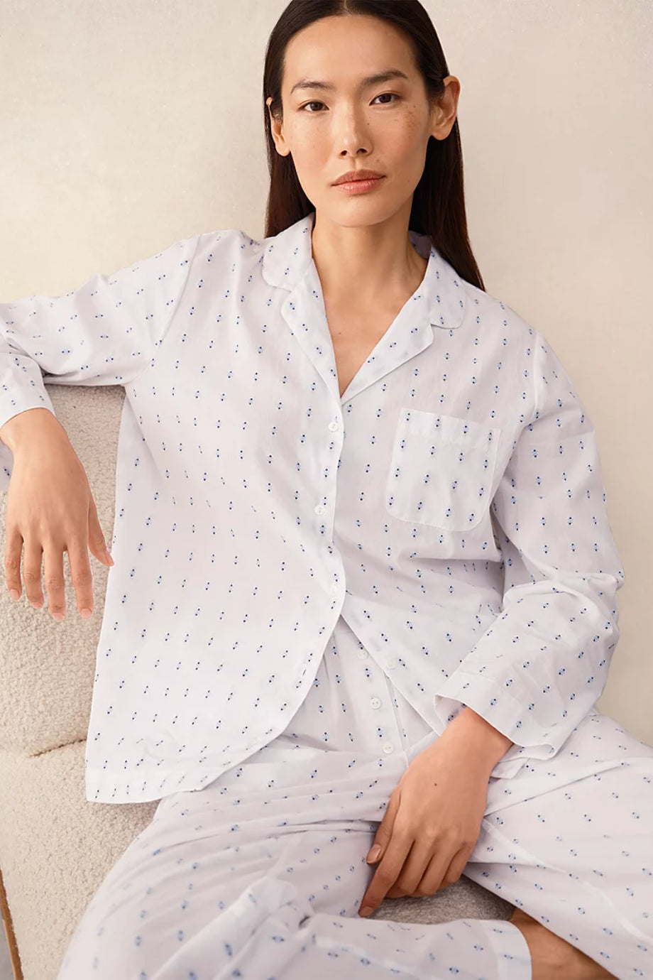 Organik Pamuk Jakarlı Klasik Kadın Pijama Takımı