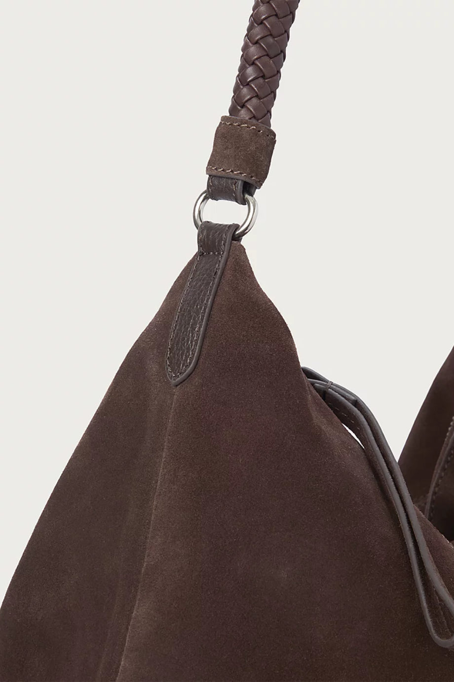 Örgü Saplı Büyük Süet Hobo Kadın Çanta