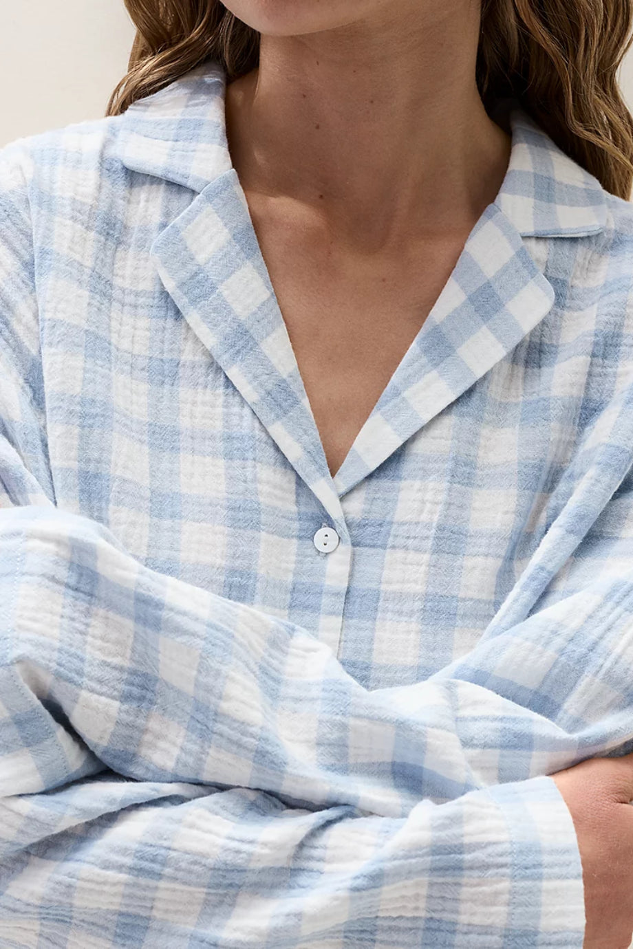 Organik Pamuk Kareli Barrel Paça Kadın Pijama Takımı