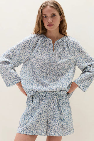Organik Pamuklu Çiçek Desenli Kadın Kısa Pijama Takımı