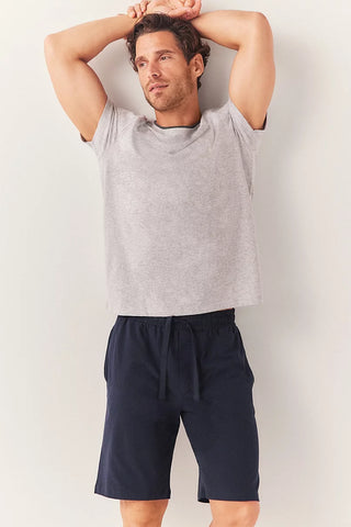 Bağcıklı %100 Pamuk Erkek Pijama Şortu