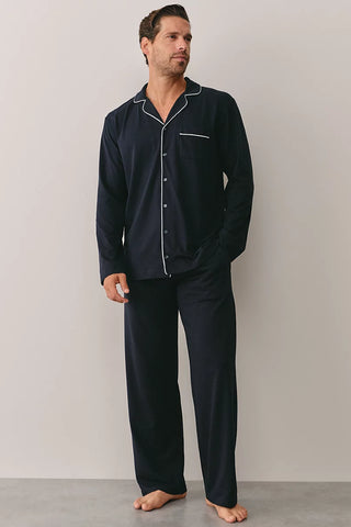 Pamuk Klasik Düğmeli Erkek Pijama Takımı