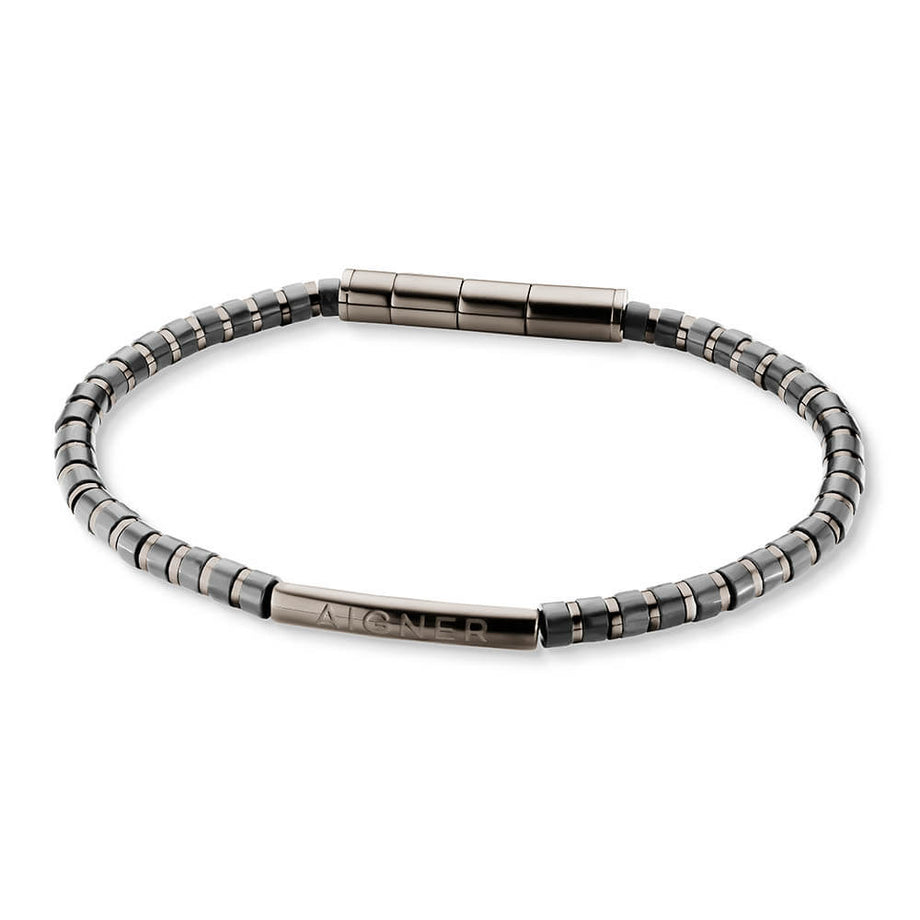 Erkekler İçin Gri Paslanmaz Çelik ve Hematit Bileklik