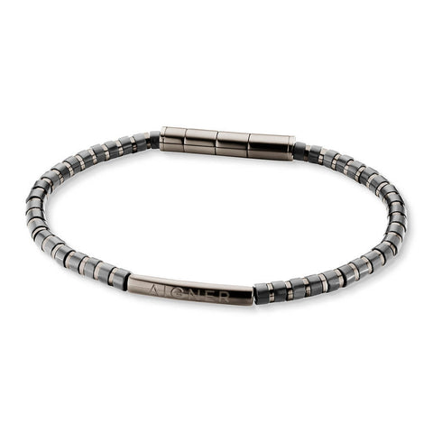 Erkekler İçin Gri Paslanmaz Çelik ve Hematit Bileklik