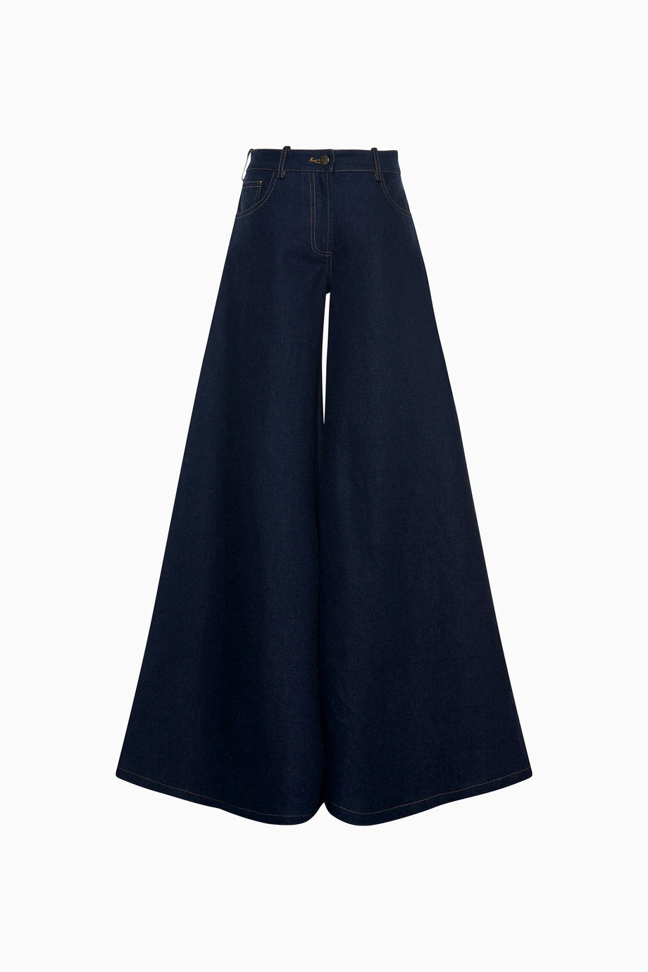 Kadın Yüksek Bel İndigo Geniş Paça Kot Pantolon