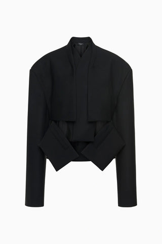 Kadın Siyah Ek Parçalı Kısa Ceket