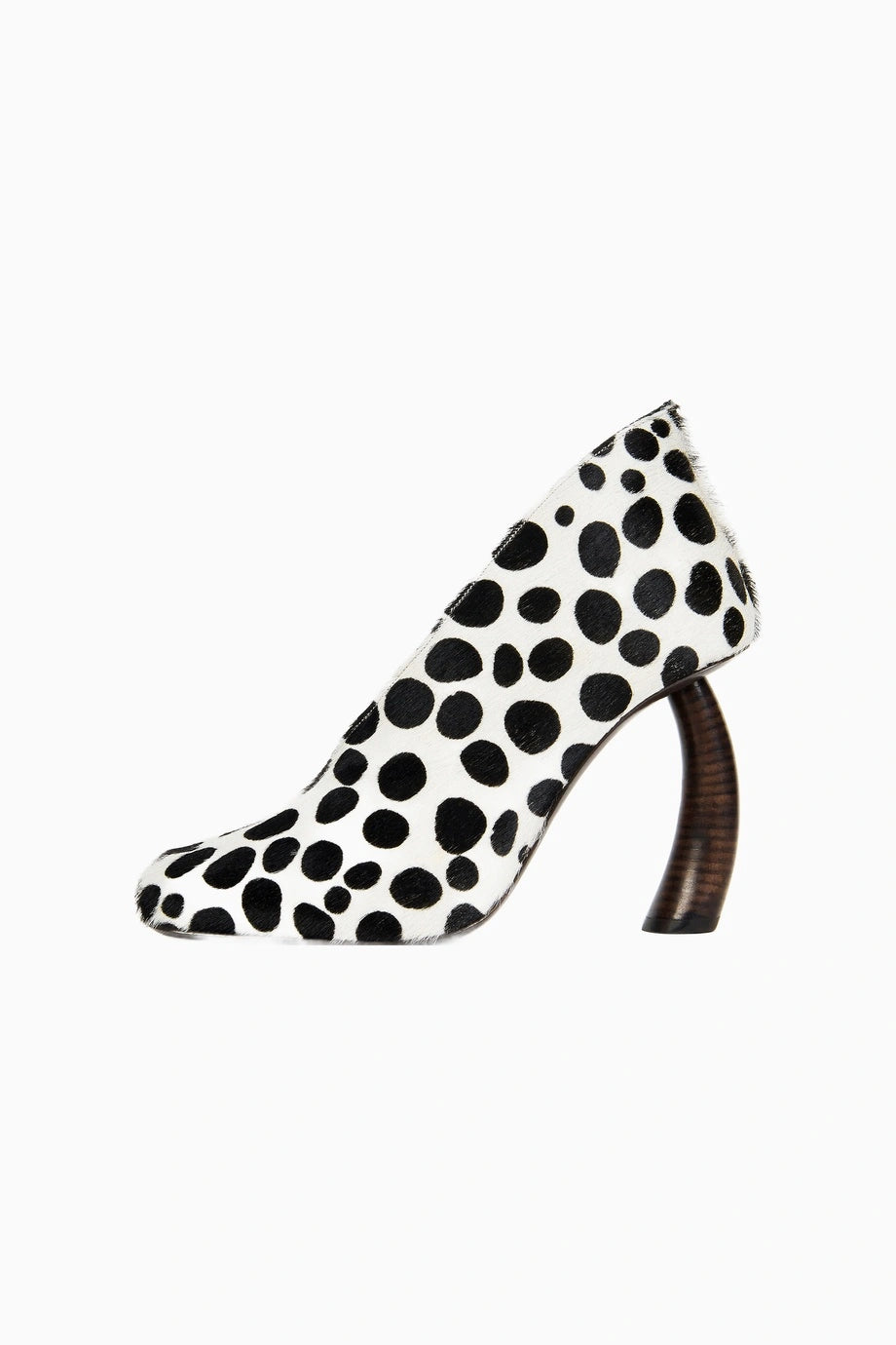 Kadın Siyah Beyaz Deri Topuklu Ayakkabı