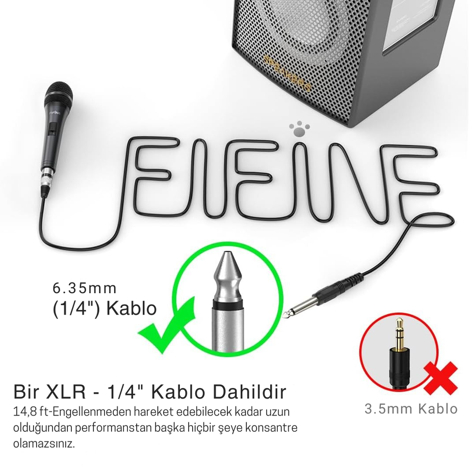 K6 Kablolu Dinamik Vokal Mikrofon, Karaoke & Konferans için Profesyonel Ses