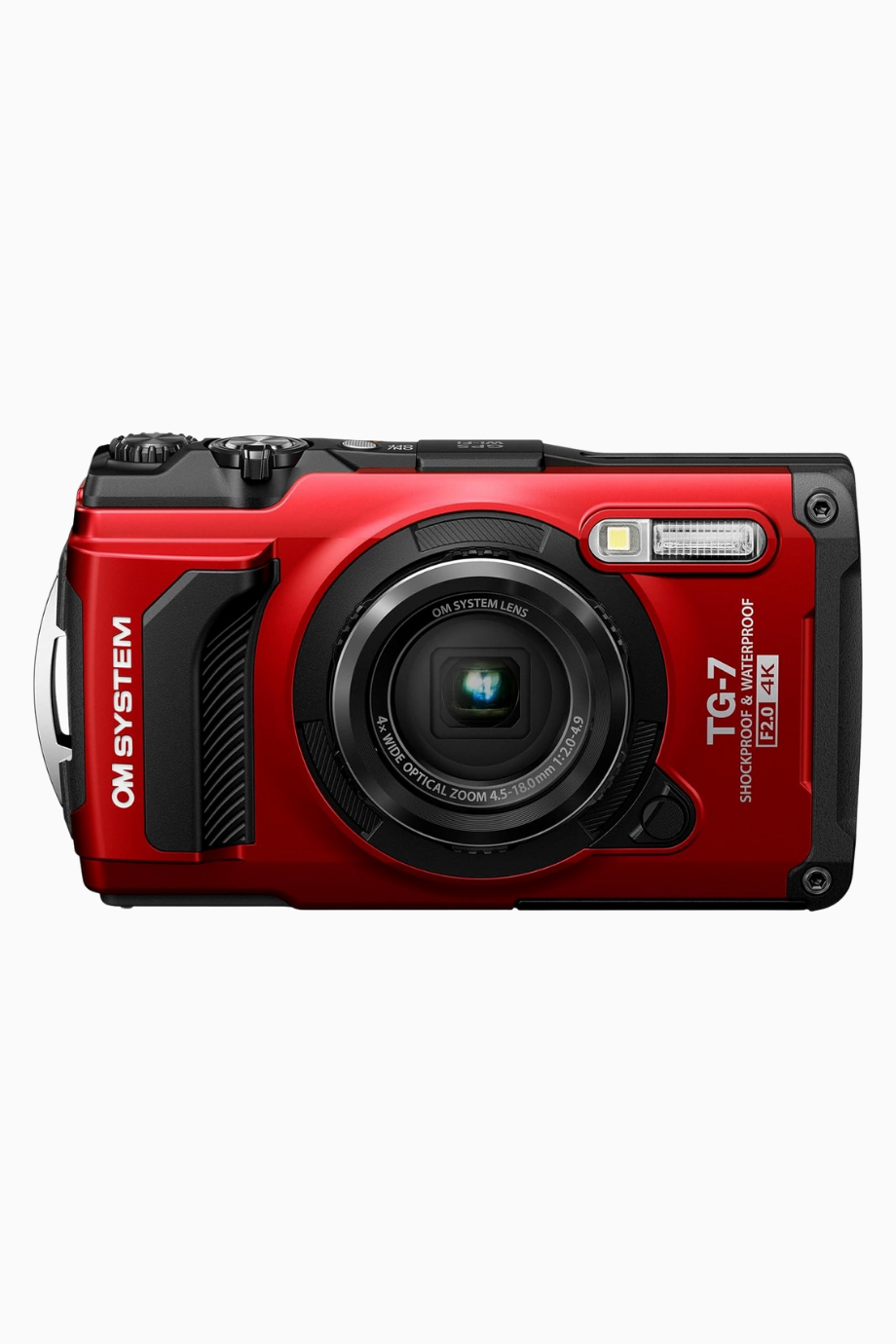 OM SYSTEM TG-7 Kırmızı Su Geçirmez 4K Kamera, Darbeye Dayanıklı ve Makro Çekim Özellikli
