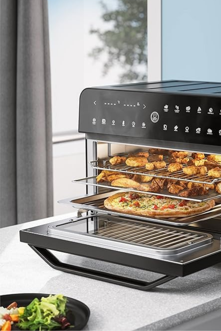 25L Sıcak Hava Fritözü, Airfryer, Mini Fırın, Kurutucu ve Izgara, LED Ekran, 12 Fonksiyon, 1800W Güç