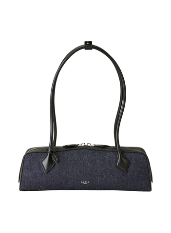 Le Teckel Omuz Çantası, Denim Kumaş ve Deri, Fermuarlı, Kart Gözlü, Şık Tasarım