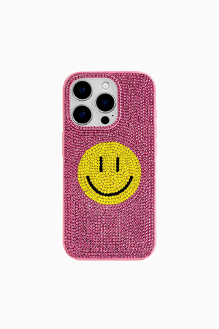 Smiley Yapay Kristal Telefon Kılıfı,Pembe