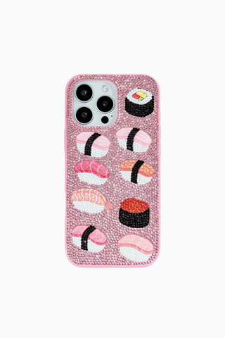 Taşlı Sushi Telefon Kılıfı,Çok Renkli Pembe