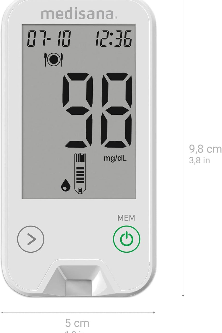MediTouch 2 Mg/dL Kan Şekeri Ölçüm Cihazı Şeker Hastaları İçin Test Şeritleriyle