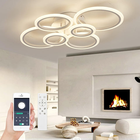 Modern Tavan Lambası Kısılabilir U 80 cm Beyaz Tavan Lambası 72W 6400lm Uzaktan Kumandalı