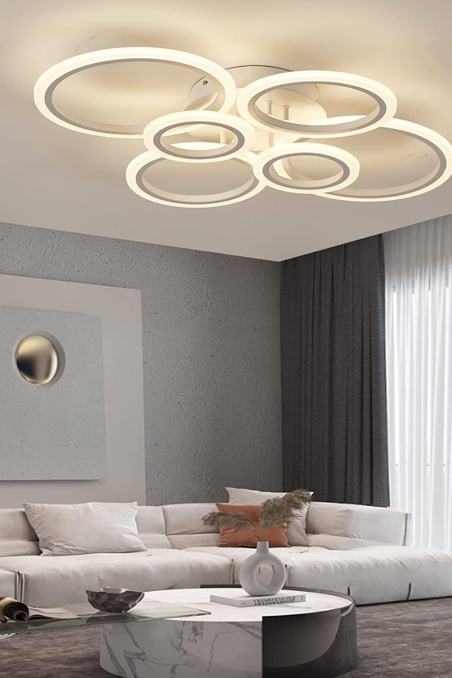 Modern Tavan Lambası Kısılabilir U 80 cm Beyaz Tavan Lambası 72W 6400lm Uzaktan Kumandalı