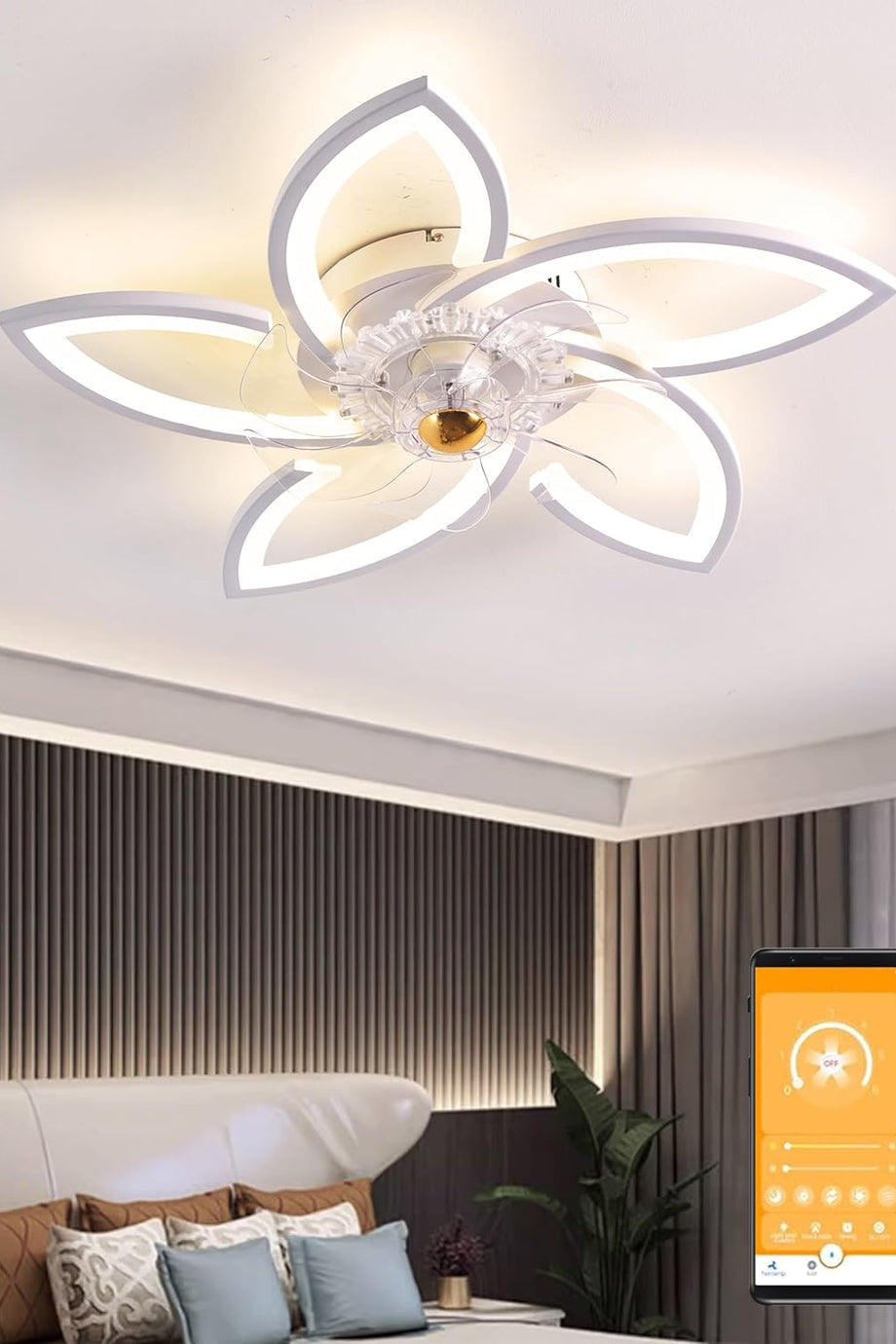 LED Tavan Vantilatörü Aydınlatmalı 48W Kısılabilir Vantilatörlü Tavan Lambası Uzaktan Kumandalı