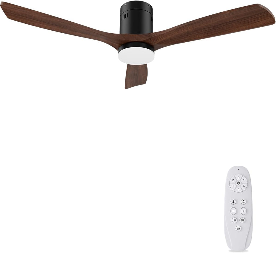 Ahşap Tavan Vantilatörü Aydınlatmalı Kısılabilir LED 24W Sessiz DC Motor 38W 132cm
