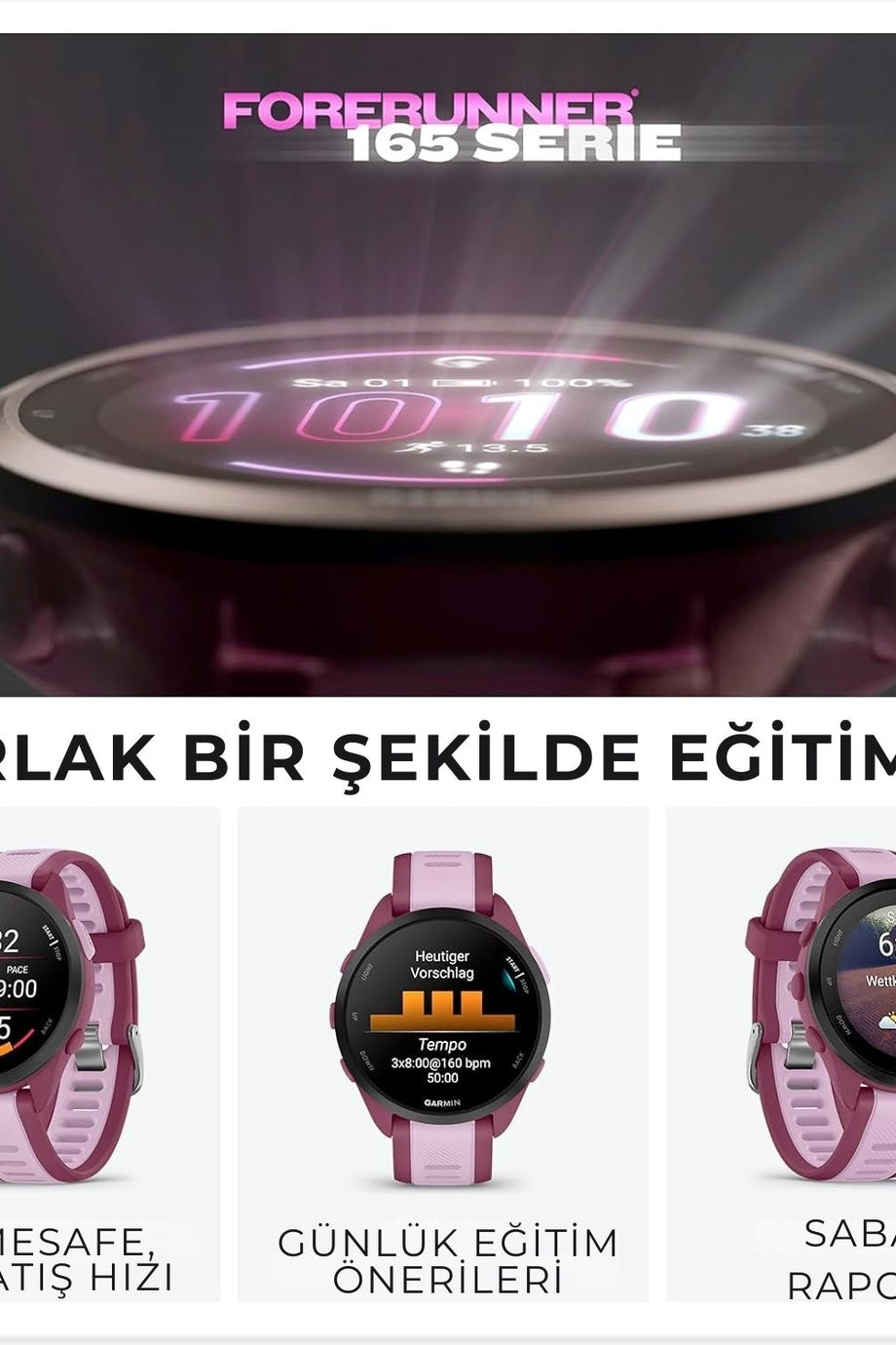 Forerunner 165 Music Hafif GPS Akıllı Saat Koşu İçin 1.2 İnç Amoled Dokunmatik Ekran Saat