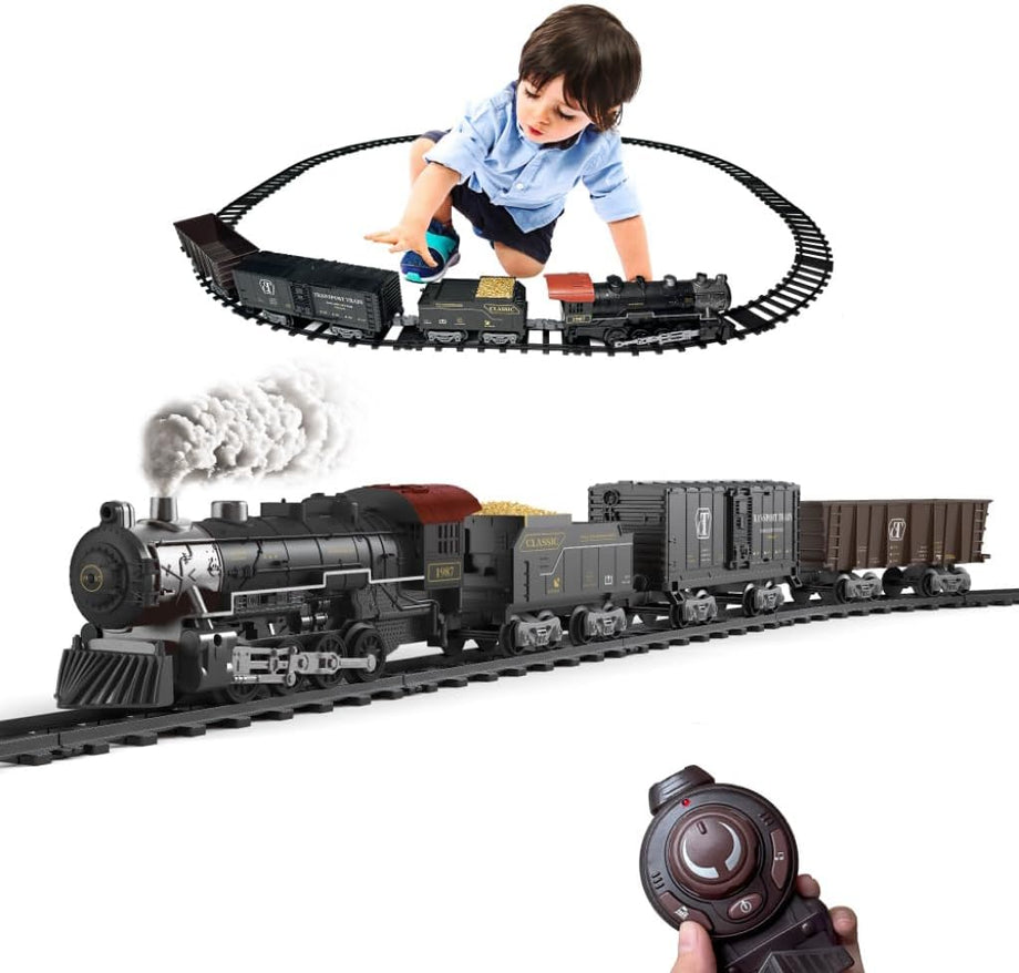 Elektrikli Tren Seti ,Buhar, Ses ve Işıklar, Vagonlar ve Raylar ile Uzaktan Kumandalı Tren Oyuncağı