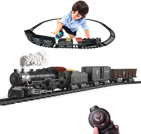 Elektrikli Tren Seti ,Buhar, Ses ve Işıklar, Vagonlar ve Raylar ile Uzaktan Kumandalı Tren Oyuncağı