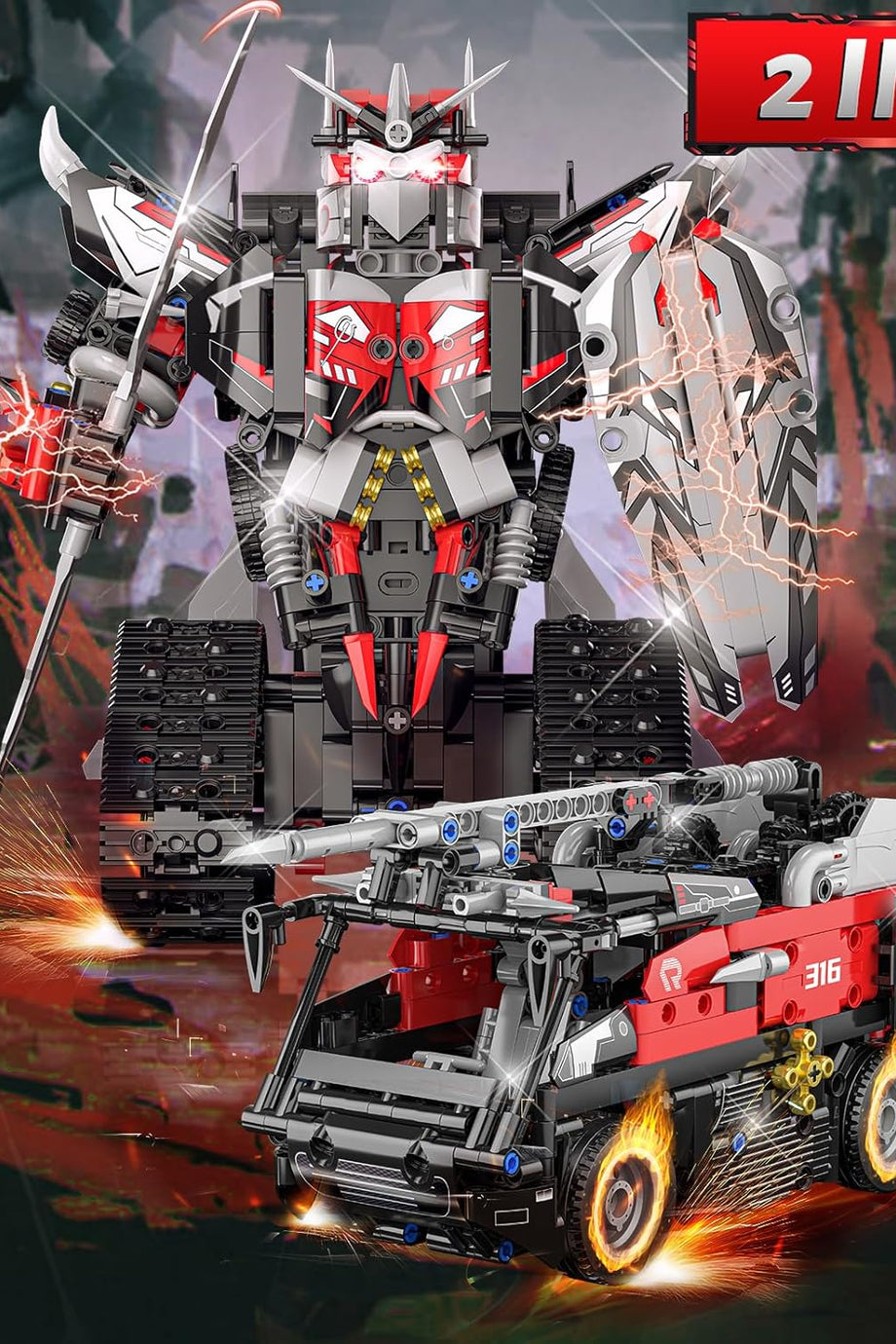 Teknoloji Uzaktan Kumandalı Yapı Oyuncağı ,2'si 1 Arada Robot ve Araba, Programlanabilir