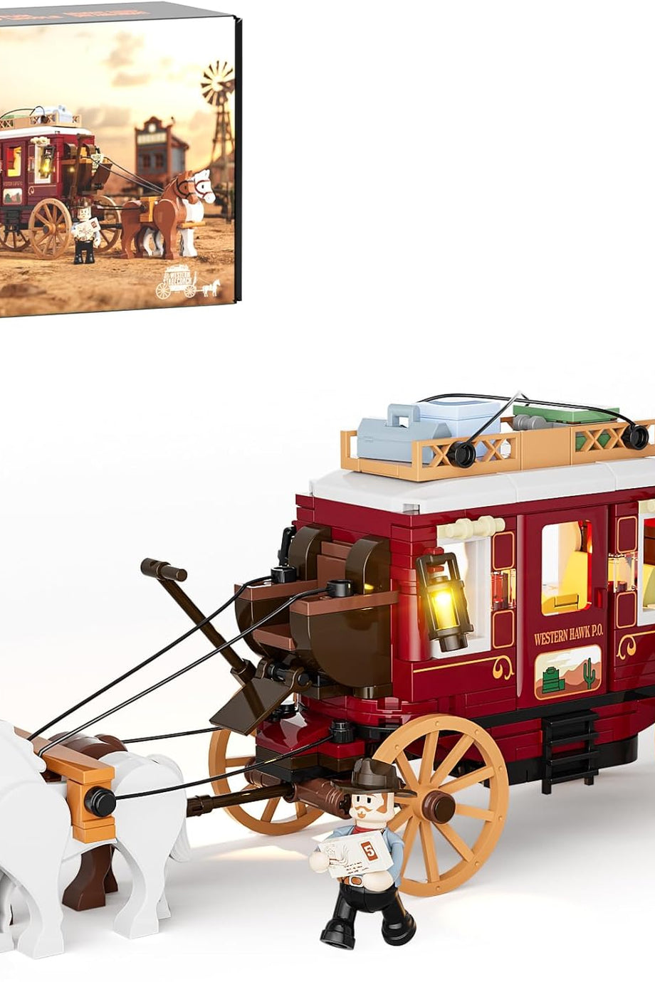 Western Stagecoach Aydınlatma Taşı Seti, Eski Batı Arabası ve At, 293 Parça