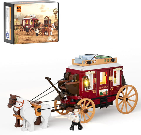 Western Stagecoach Aydınlatma Taşı Seti, Eski Batı Arabası ve At, 293 Parça
