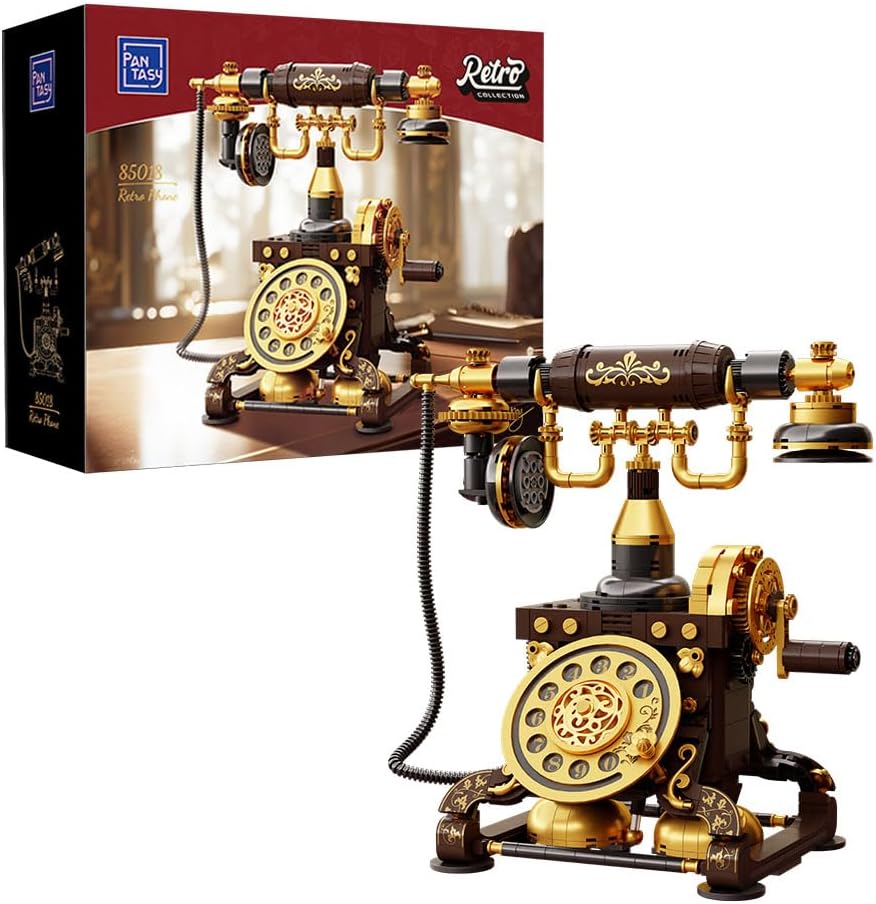 Retro Telefon Yapı Taşı Seti, Yetişkinler İçin Vintage Kendin Yap Maket Seti