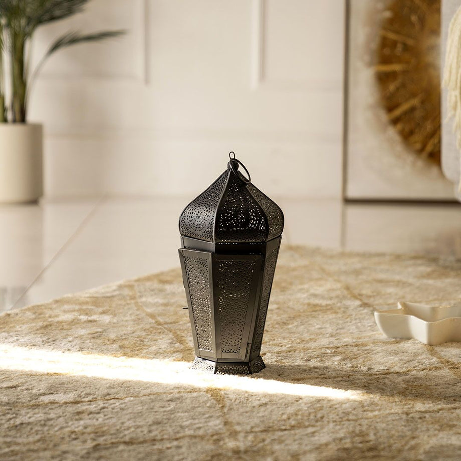 Chloe Siyah Metal Fas Feneri 35 cm, Modern Tasarım