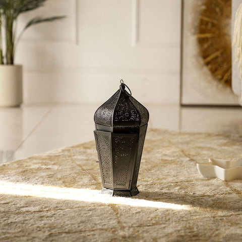 Chloe Siyah Metal Fas Feneri 35 cm, Modern Tasarım