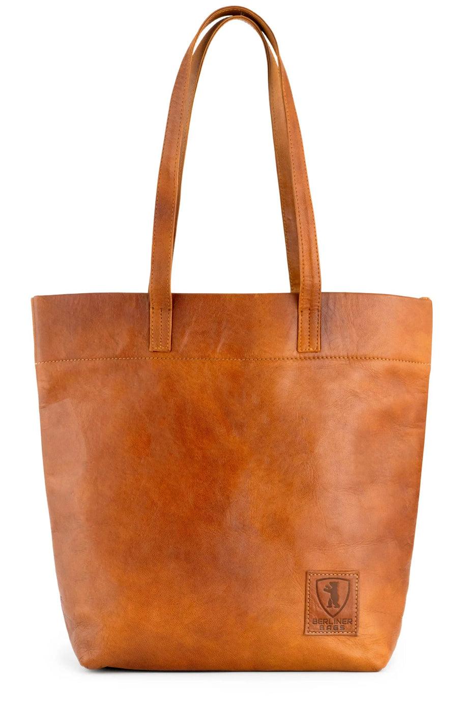 Cassie Vintage Kahverengi Deri Shopper Çanta, El Yapımı, Fermuarlı ve Çok Gözlü
