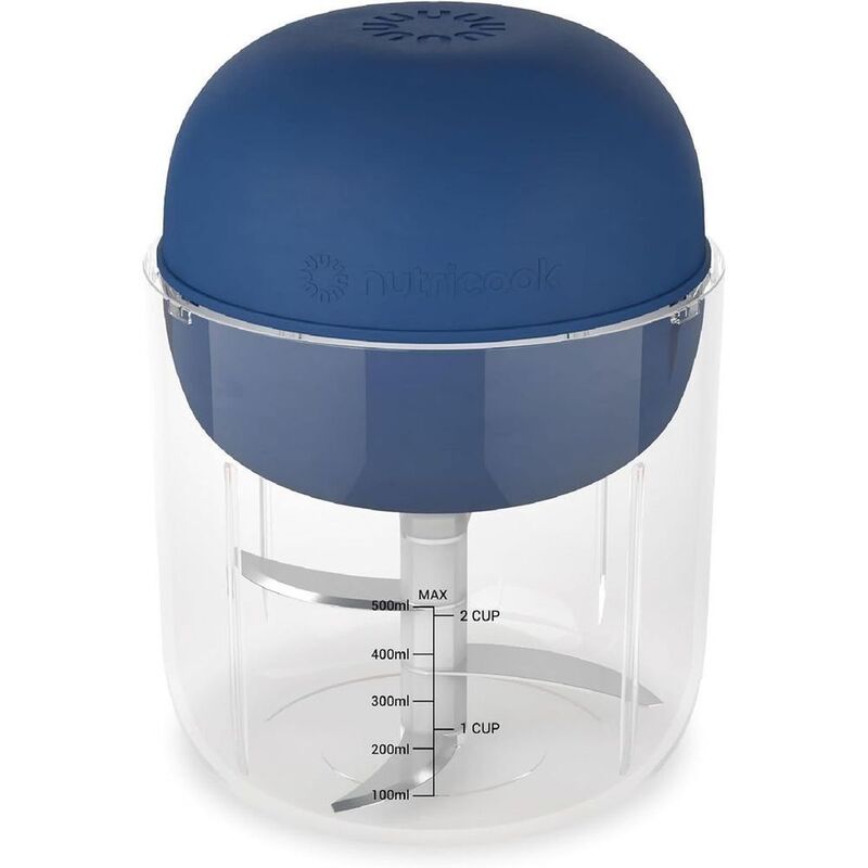 One 26cm Döküm Tava ve Choppi Mavi Bıçaklı Yiyecek Doğrayıcı Seti