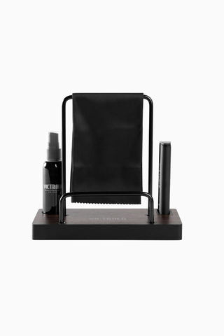 VA-55 Espresso Plak Temizleme Seti ve Stand Ahşap Metal Tasarım