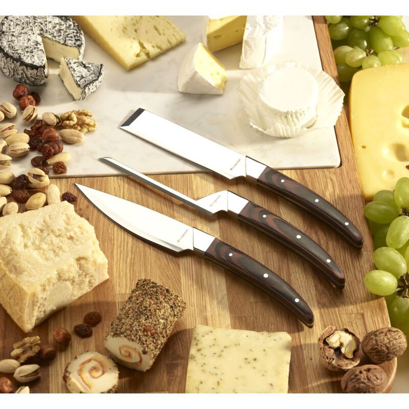 Caseus Koyu Ahşap Saplı Peynir Bıçağı Seti, 3 Bıçak